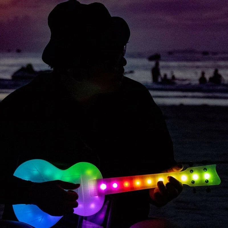 AUPHY 23" Rechargeable Cool LED Glowing Carbon Fiber Ukulele 5 Light Modes + Gig Bag