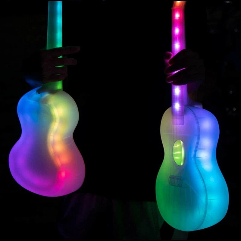 AUPHY 23" Rechargeable Cool LED Glowing Carbon Fiber Ukulele 5 Light Modes + Gig Bag