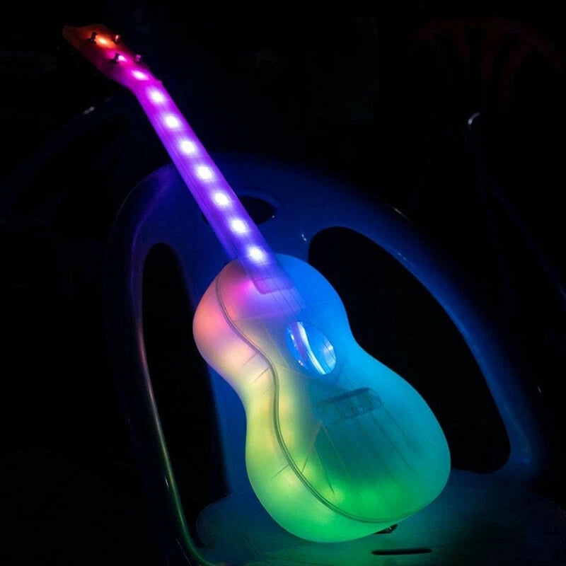 AUPHY 23" Rechargeable Cool LED Glowing Carbon Fiber Ukulele 5 Light Modes + Gig Bag