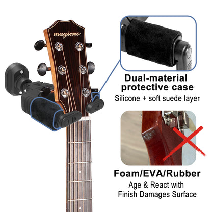 Guitar Wall Mount Auto Lock,Guitar Wall Holder with Nitro-Safe Velvet,Universal Compatibility for All Headstocks and Neck Widths Supports Acoustic, Electric, and Bass Guitars